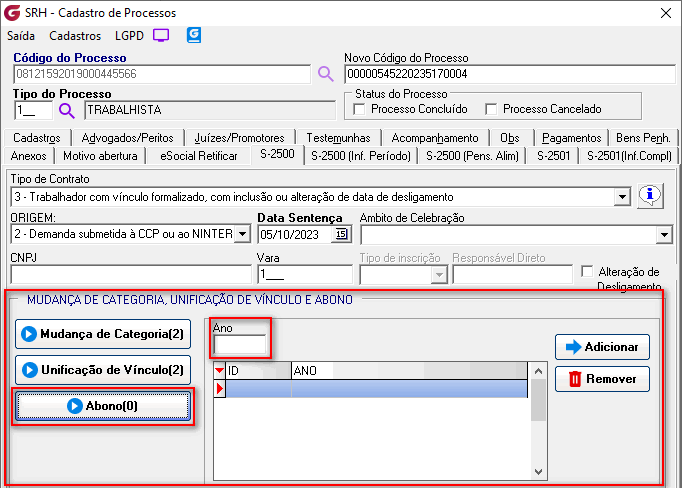 Cadastro de processos!