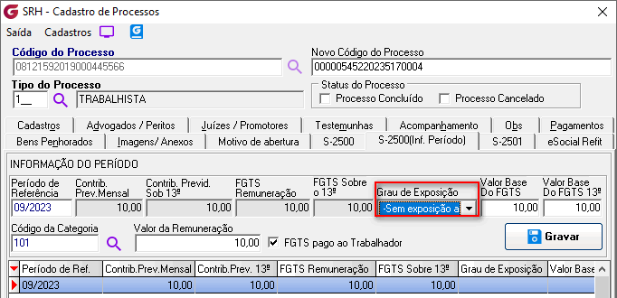 Cadastro de processos!