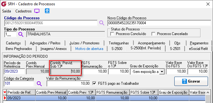 Cadastro de processos!