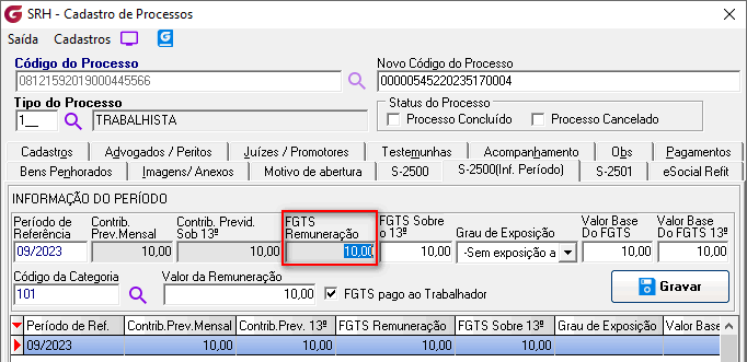 Cadastro de processos!