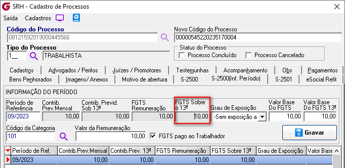 Cadastro de processos!