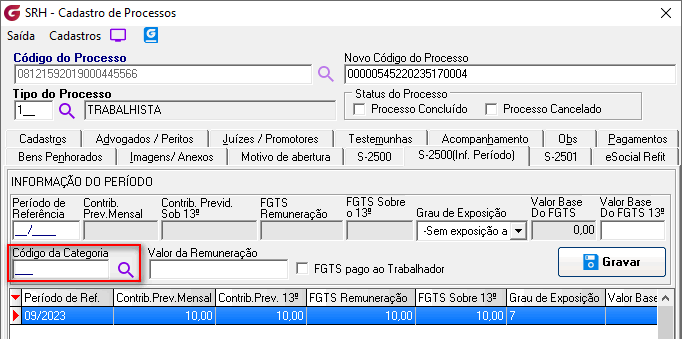 Cadastro de processos!