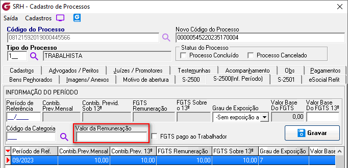 Cadastro de processos!