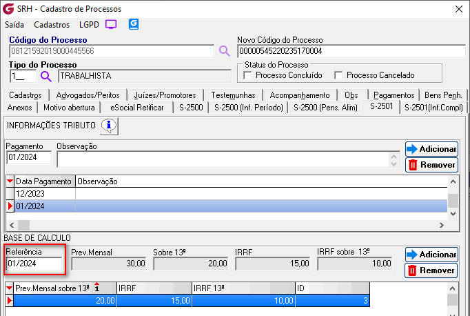 Cadastro de processos!