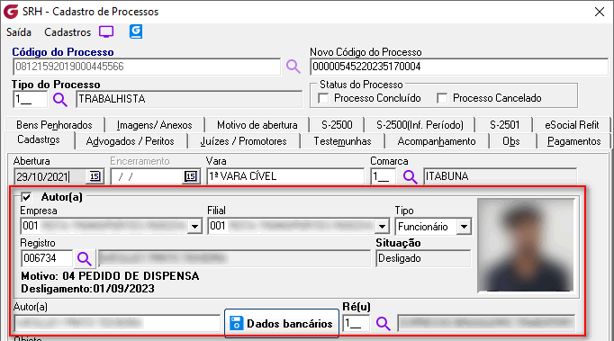 Cadastro de processos!