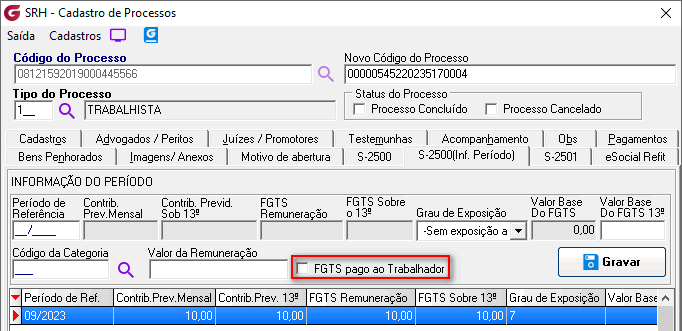Cadastro de processos!