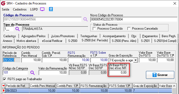 Cadastro de processos!