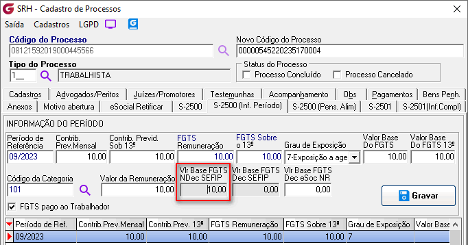 Cadastro de processos!