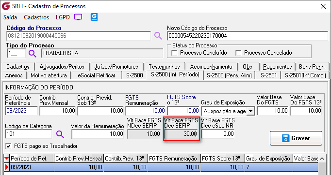 Cadastro de processos!