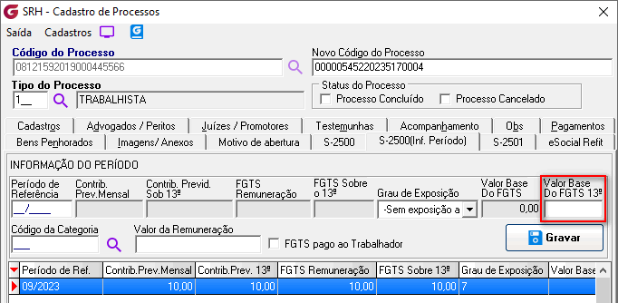 Cadastro de processos!