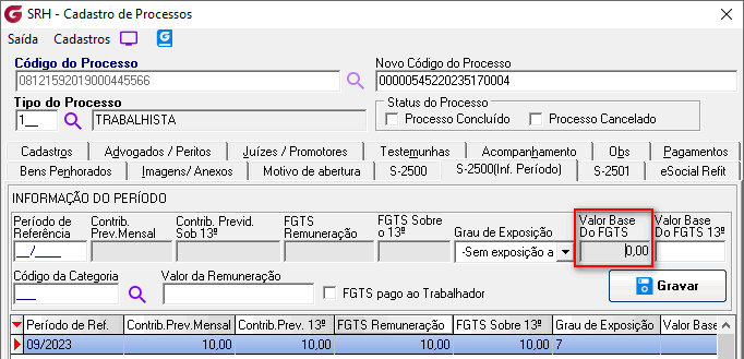 Cadastro de processos!