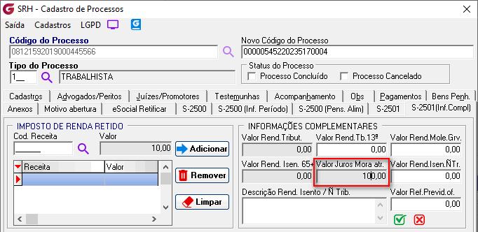 Cadastro de processos!