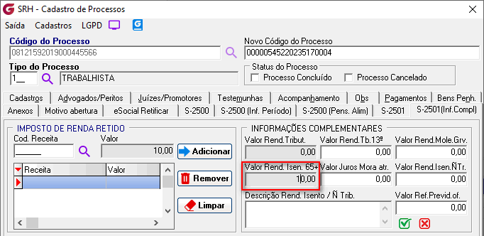 Cadastro de processos!