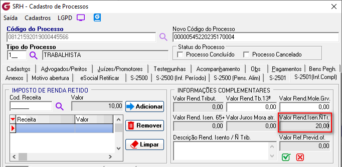 Cadastro de processos!