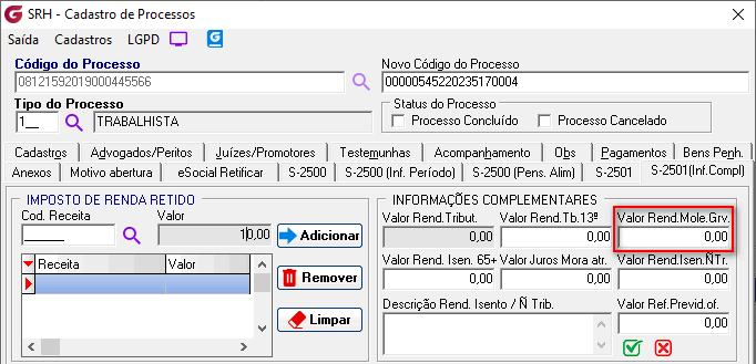 Cadastro de processos!