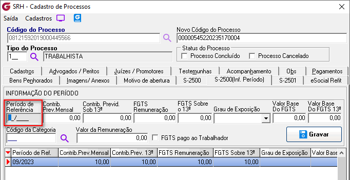 Cadastro de processos!