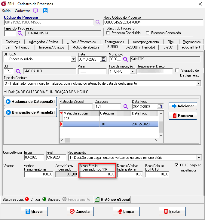 Cadastro de processos!