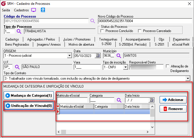 Cadastro de processos!