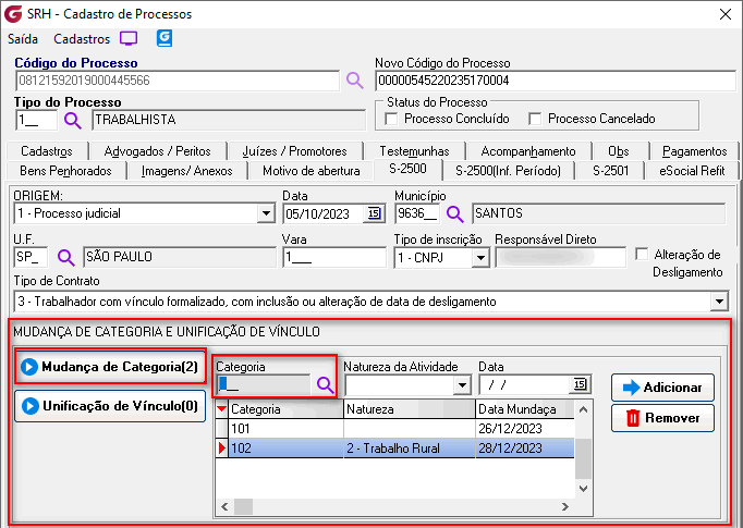Cadastro de processos!