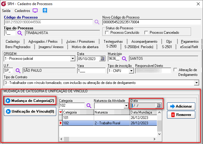 Cadastro de processos!