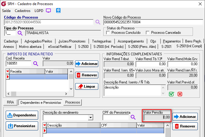 Cadastro de processos!