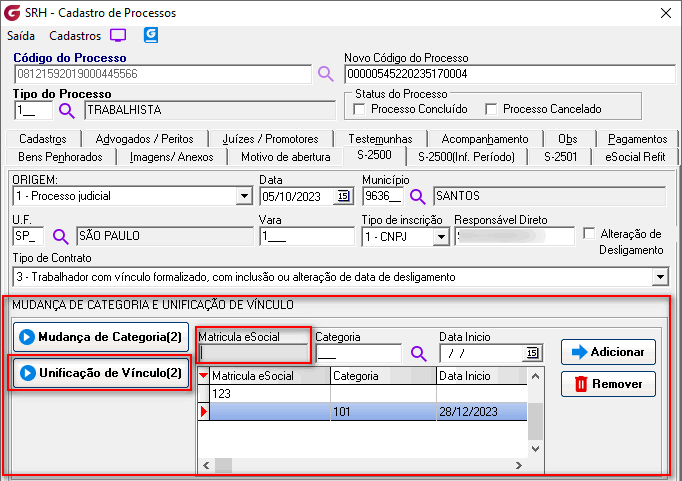 Cadastro de processos!